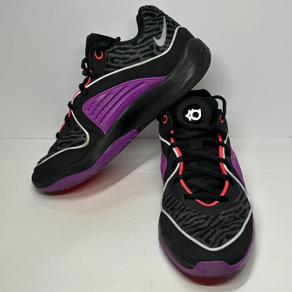Nike KD Kevin Durant XVI Basketball Shoes Black Purple Silver Sneakers Men's 6.5